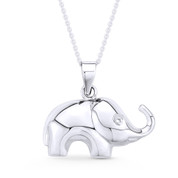 Elephant Animal Charm Pendant & Cable Link Chain Necklace in .925 Sterling Silver - ST-FP035-SLP