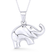 Elephant Animal Charm Pendant & Cable Link Chain Necklace in .925 Sterling Silver - ST-FP037-SLP