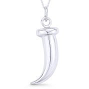 Italian Horn Corno Evil Eye Luck Charm Pendant & Chain Necklace in .925 Sterling Silver - ST-FP043-SLP