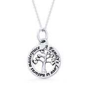 Tree-of-Hearts Charm Circle Pendant & Chain Necklace in .925 Sterling Silver - ST-FP053-SLP