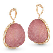 Pink Sapphire & Diamond Dangling Earrings in 14k Rose Gold - AM-DE10999