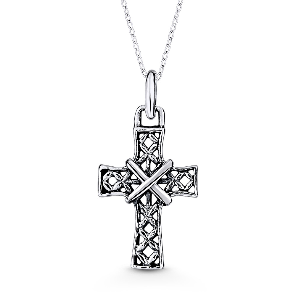 .925 Sterling Silver Latin Cross Charm Pendant