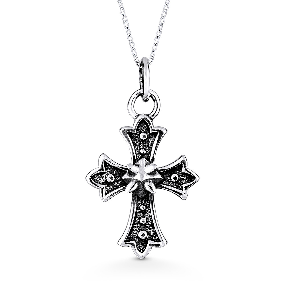 Gothic St. Thomas Cross & Spike Pendant & Chain Necklace in