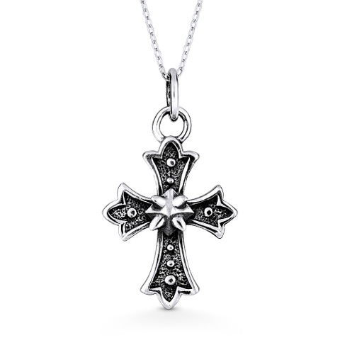 Gothic St. Thomas Cross & Spike Pendant & Chain Necklace in Oxidized ...
