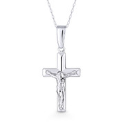 Jesus Crucifix Catholic Latin Cross & Chain Necklace in .925 Sterling Silver - ST-CP016-SLP