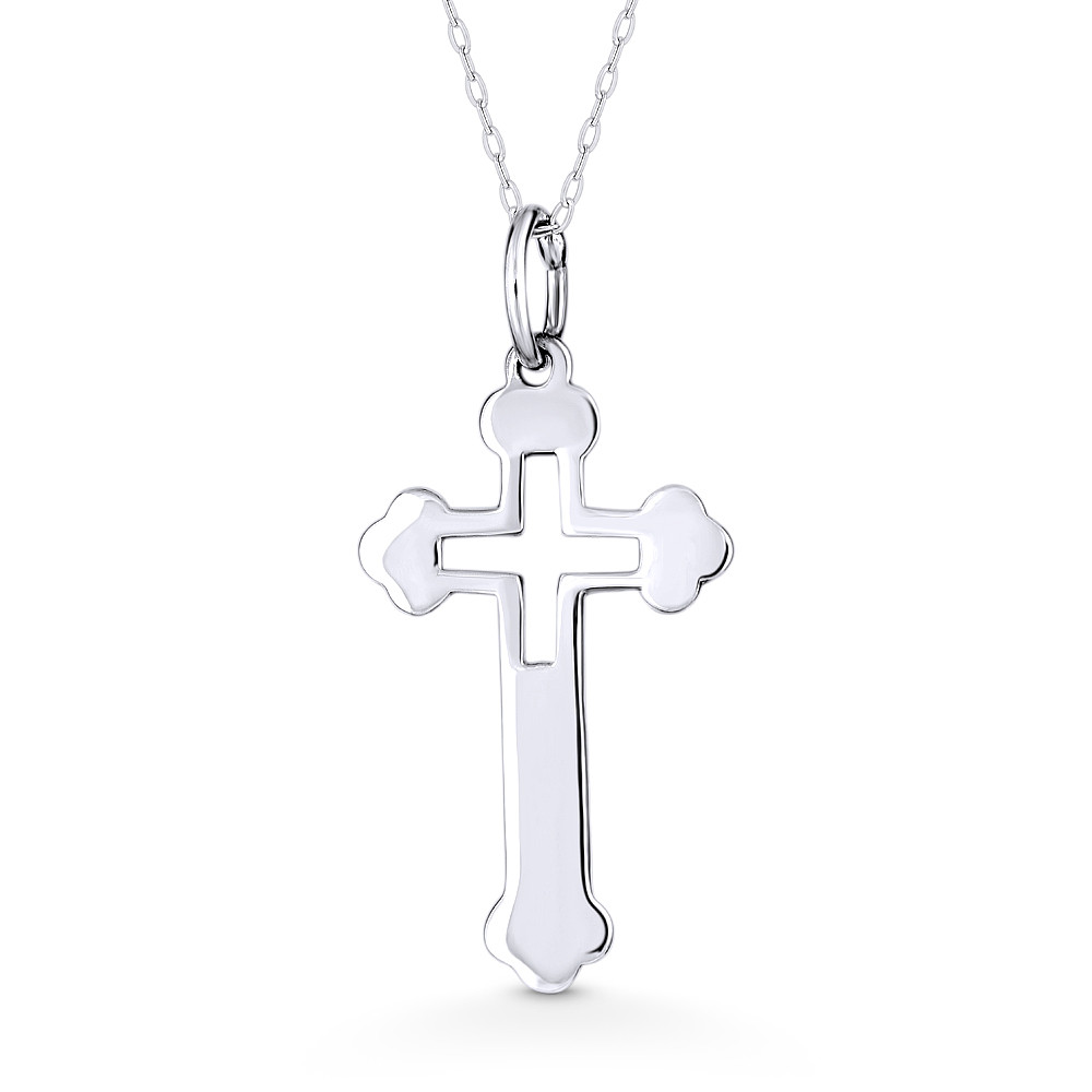 Tiffany & Co Greek Cross Pendant Beaded Chain Necklace Sterling Silver 16