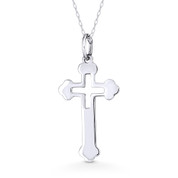 Botonee & Greek Cross Cutout Pendant w/ Chain Necklace in .925 Sterling Silver - ST-CP018-SLP