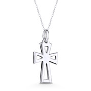Medieval Cross Pattée / Formée Cutout Pendant w/ Chain Necklace in .925 Sterling Silver - ST-CP019-SLP