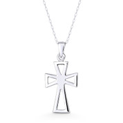 Medieval Cross Pattée / Formée Cutout Pendant w/ Chain Necklace in .925 Sterling Silver - ST-CP020-SLP