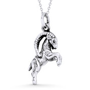 Capricorn Zodiac Sign Astrology Pendant & Cable Link Chain Necklace in Oxidized .925 Sterling Silver - ST-HCP001-CAPRICORN-SLO