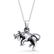Taurus Zodiac Sign Astrology Pendant & Cable Link Chain Necklace in Oxidized .925 Sterling Silver - ST-HCP001-TAURUS-SLO