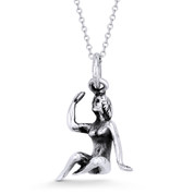 Virgo Zodiac Sign Astrology Pendant & Cable Link Chain Necklace in Oxidized .925 Sterling Silver - ST-HCP001-VIRGO-SLO