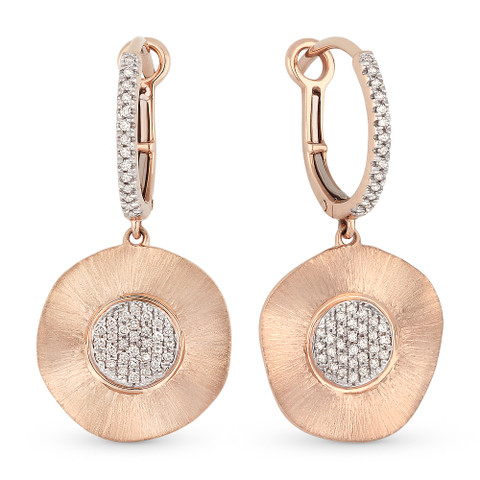 Diamond Pave Dangling Earrings in 14k Rose & White Gold - AM-DE8896 ...