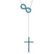 Cross & Infinity Charm Nano CZ Crystal Necklace in .925 Sterling Silver w/ Rhodium - GN-CR003-SL