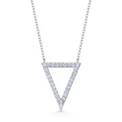Upside-Down Open-Triangle Charm CZ Crystal Pave Pendant & Necklace in .925 Sterling Silver - GN-FN004-SL
