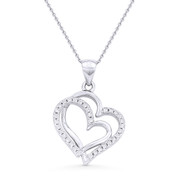 Open Rectangle Nano CZ Crystal Pendant & Chain Necklace in .925 Sterling Silver 