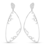 Drop Earrings w/ Round Cut Diamonds in 14k White Gold - AM-DE10661