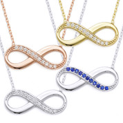 Infinity Charm CZ Crystal Pendant & Chain Necklace in .925 Sterling Silver - SGN-FN016-SL