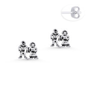 Married / Wedding Couple Charm Stud Earrings in Oxidized .925 Sterling Silver - ST-SE007-SL