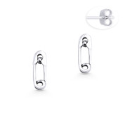 Baby Diaper Safety Pin Charm Stud Earrings in Oxidized .925 Sterling Silver - ST-SE011-SL