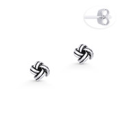 Love Knot Charm Stud Earrings in Oxidized .925 Sterling Silver - ST-SE012-SL