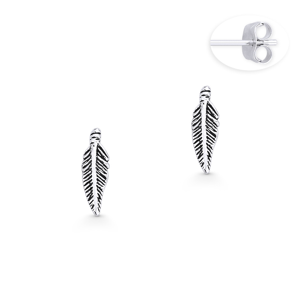 Sterling Silver Antiqued Wing Post Earrings