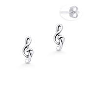 G-Clef Music Note Charm Stud Earrings in Oxidized .925 Sterling Silver - ST-SE016-SL