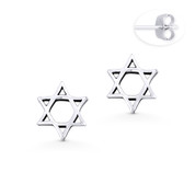 Star of David Jewish Charm Stud Earrings in Oxidized .925 Sterling Silver - ST-SE026-SL