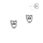 Actor's Happy Face Theater / Opera Mask Charm Stud Earrings in Oxidized .925 Sterling Silver - ST-SE029-SL