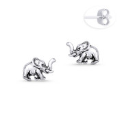 Elephant Animal Charm Stud Earrings in Oxidized .925 Sterling Silver - ST-SE030-SL