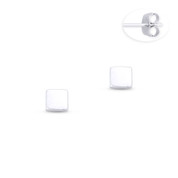 4mm Classic Flat Square Stud Earrings w/ Push-Back Posts in .925 Sterling Silver - ST-SE035-SL