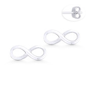 Infinity / Figure 8 Luck Charm Stud Earrings in Oxidized .925 Sterling Silver - ST-SE050-SL