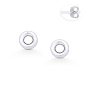 7mm Open Circle Tube Stud Earrings w/ Push-Back Posts in .925 Sterling Silver - ST-SE055-SL
