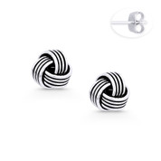 Love Knot Charm 8mm Stud Earrings in Oxidized .925 Sterling Silver - ST-SE064-SL