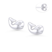Whale Fish & Sealife Charm Stud Earrings in Oxidized .925 Sterling Silver - ST-SE072-SL