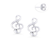 G-Clef Music Note Charm Stud Earrings in Oxidized .925 Sterling Silver - ST-SE073-SL