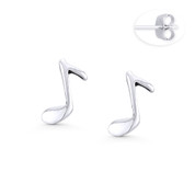Single Note Musician Charm Stud Earrings in Oxidized .925 Sterling Silver - ST-SE074-SL