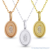 0.04ct Round Cut Diamond Oval Pendant & Chain Necklace in 14k Rose, White, or Yellow Gold - AM-DN3828-29-61