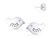 Bird Couple Love Charm Stud Earrings in Solid .925 Sterling Silver - ST-SE081-SL