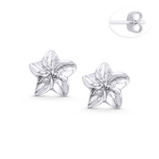 Orchid 5-Petal Flower Charm Stud Earrings in Oxidized .925 Sterling Silver - ST-SE085-SL