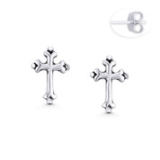 St. Thomas Medieval Cross Stud Earrings in Oxidized .925 Sterling Silver - ST-SE089-SL