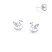 Bird Couple Love Charm Stud Earrings in Solid .925 Sterling Silver - ST-SE092-SL