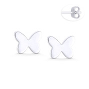 Butterfly-Shape Animal Charm Stud Earrings in Solid .925 Sterling Silver - ST-SE093-SL
