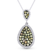 0.93ct Fancy Color Diamond Pave Pendant & Chain Necklace in 14k White & Black Gold - AM-DN4296