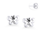 Butterfly Insect Animal Charm Stud Earrings in Oxidized .925 Sterling Silver - ST-SE104-SL