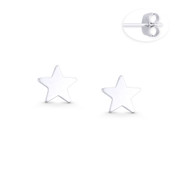 7mm Flat Star Celestial Charm Stud Earrings w/ Push-Back Posts in .925 Sterling Silver - ST-SE106-SL