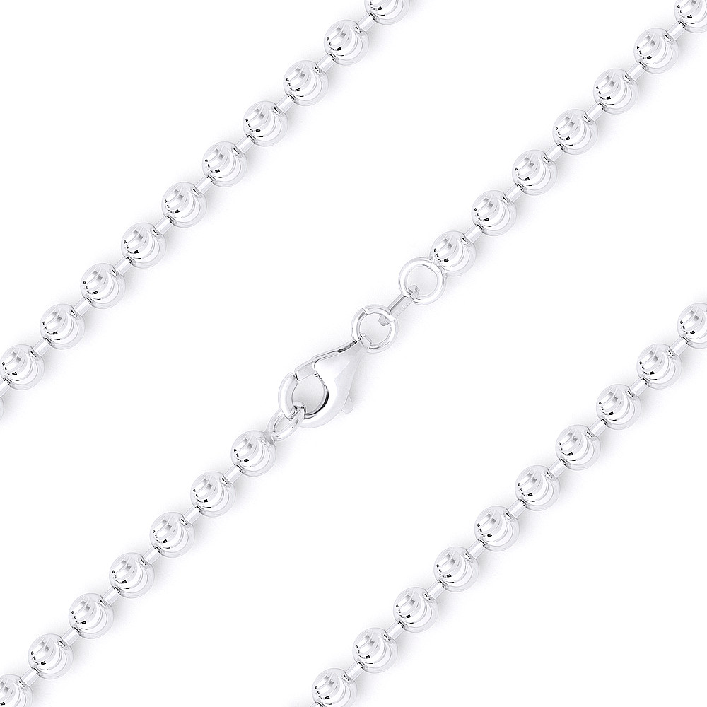 925 Sterling Silver Diamond Cut Moon Bead Chain Necklace or Bracelet .925 Italy 