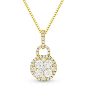 0.72ct Round Cut Diamond Pave Pendant & Chain Necklace in 18k Yellow Gold w/ 14k Chain - AM-DN4629