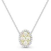 0.47ct Round Brilliant Cut Diamond Pave Pendant & Chain Necklace in 14k White & Yellow Gold - AM-DN4404