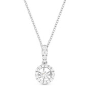 0.24ct Floating Round Brilliant Cut Diamond & Halo Pendant & Chain Necklace in 14k White Gold - AM-DN4634